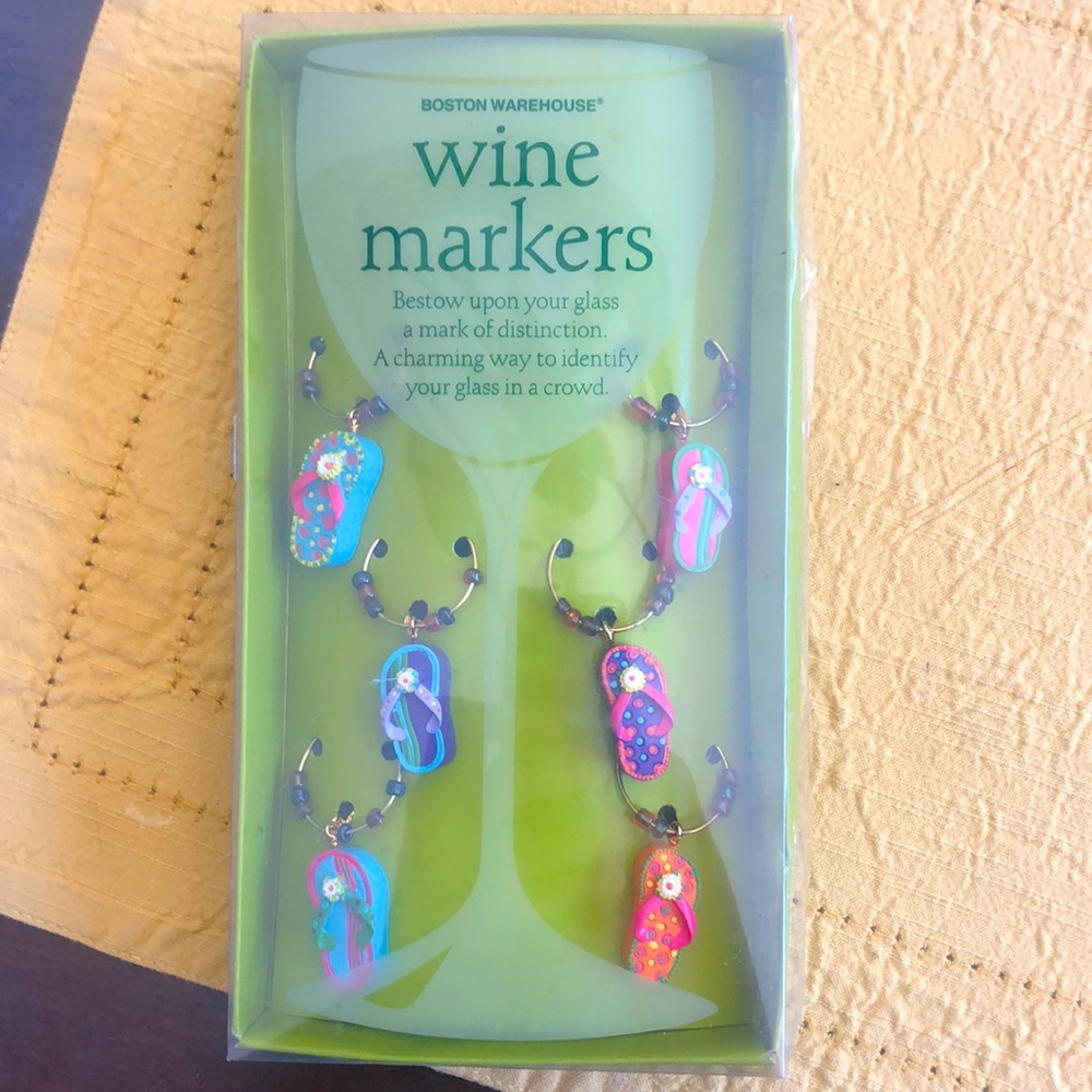 Boston Warehouse Vibrant Wine Glass Charms Set